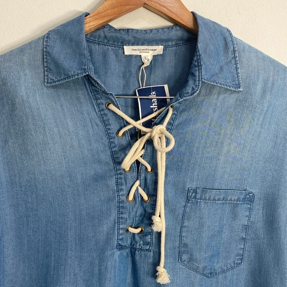 Beachlunchlounge Lyocell Button Down Top Large - Picture 2 of 9